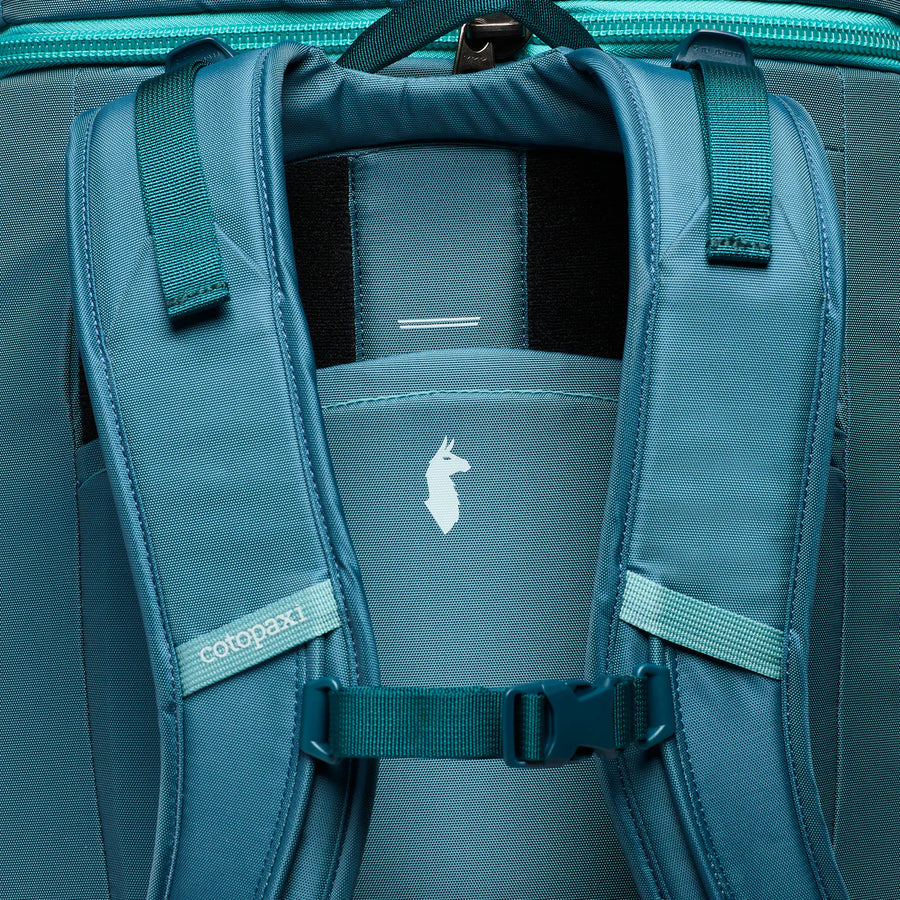 Contoured back panel with adjustable torso