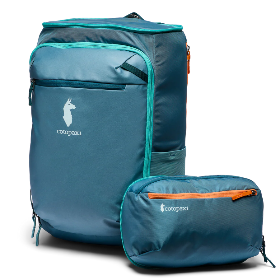 Splits in two: Top is a personal item, bottom is a carry-on
