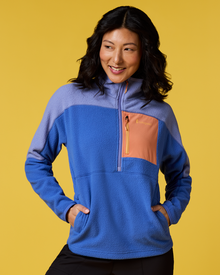 Abrazo Fleece Half-Zip, Aster/Azure