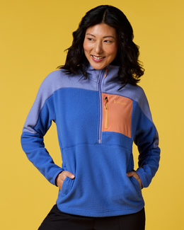 Abrazo Fleece Half-Zip, Aster/Azure