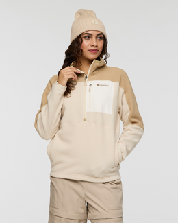 Abrazo Fleece Half-Zip Jacket - Women's, Khaki/Cream, Model Avery